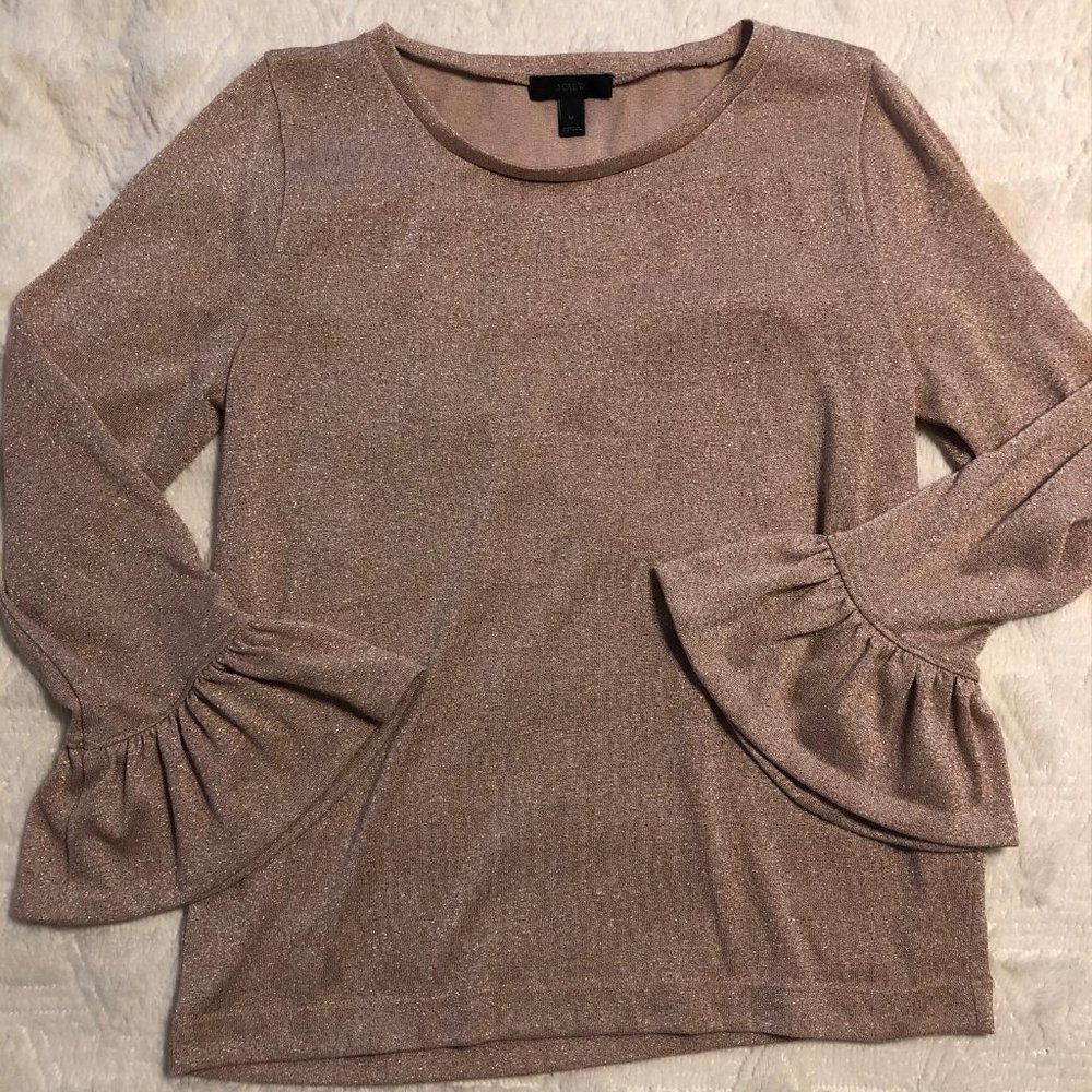 J Crew Metallic Sparkle Bell Sleeve Blouse H1877